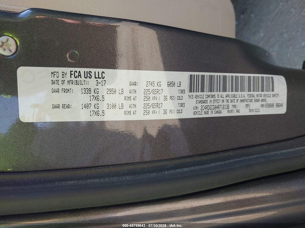 2C4RDGCG0HR716136 2017 DODGE GRAND CARAVAN photo no. 9