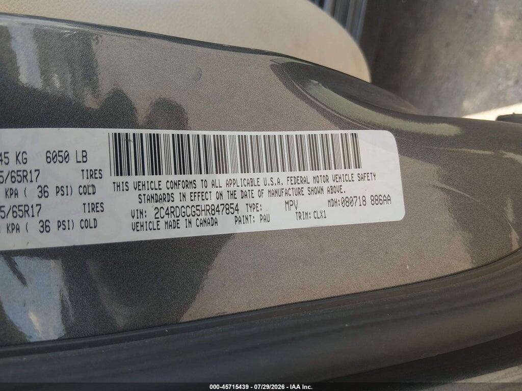 2C4RDGCG5HR847854 2017 DODGE GRAND CARAVAN photo no. 9