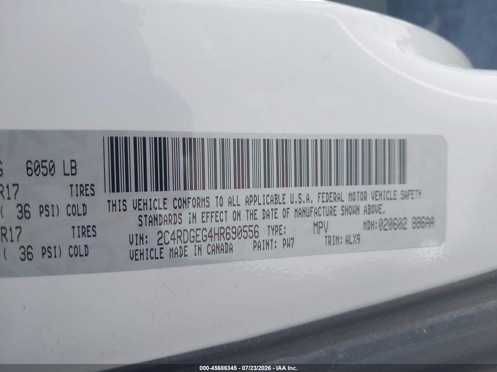 2C4RDGEG4HR690556 2017 DODGE GRAND CARAVAN photo no. 9