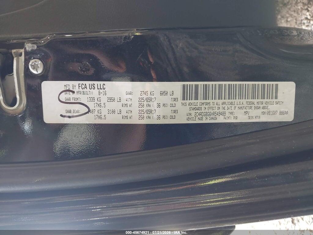 2C4RDGBG6HR549489 2017 DODGE GRAND CARAVAN photo no. 9