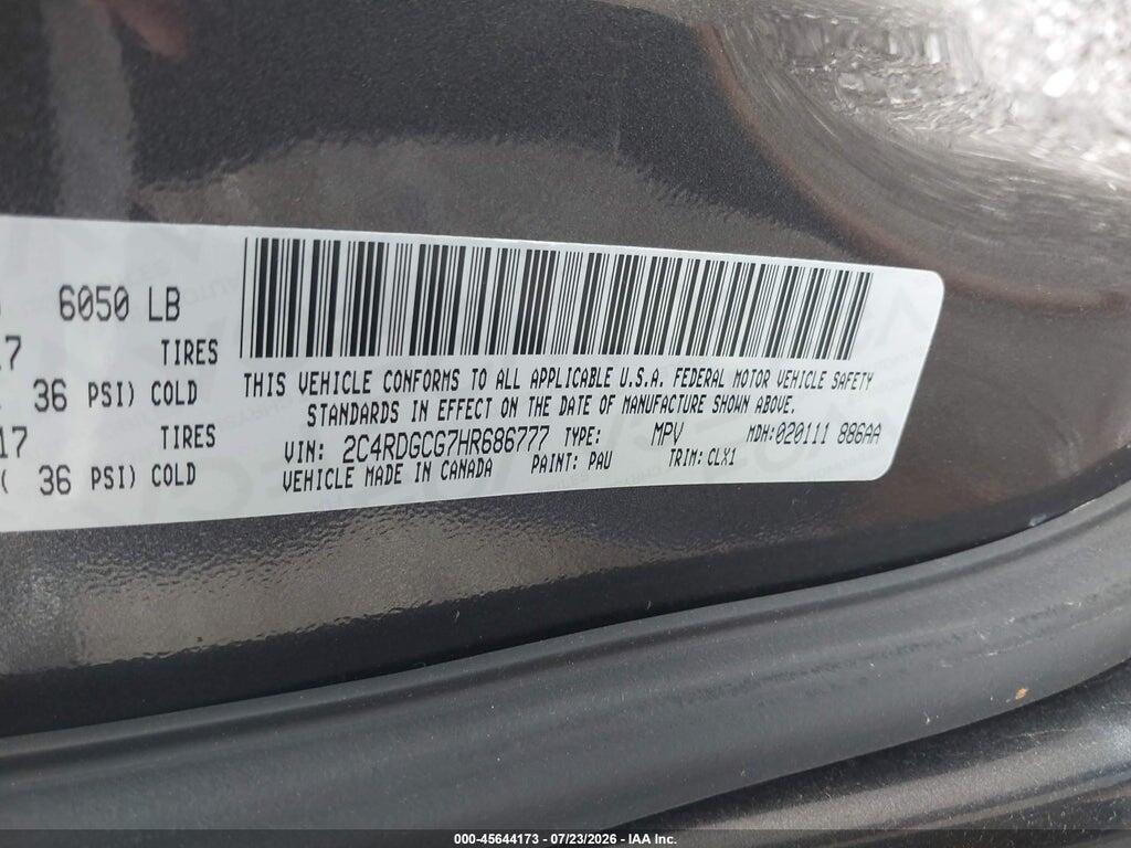 2C4RDGCG7HR686777 2017 DODGE GRAND CARAVAN photo no. 9