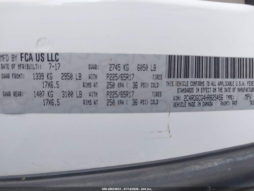 2C4RDGCG4HR825456 2017 DODGE GRAND CARAVAN photo no. 9