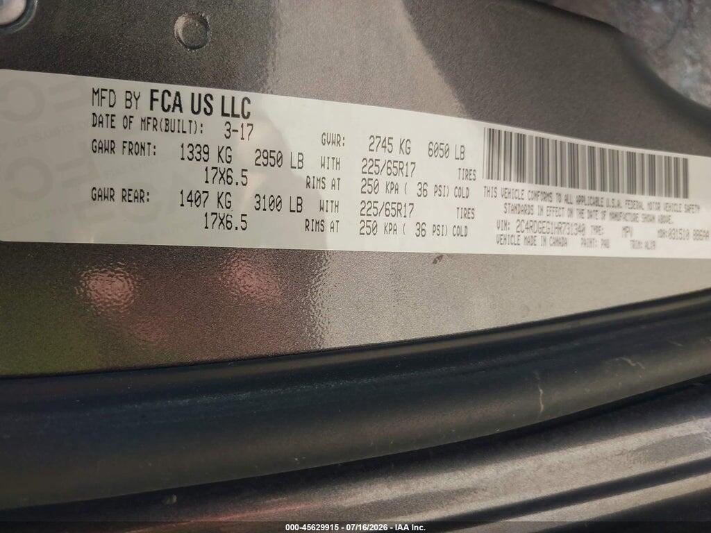 2C4RDGEG1HR731340 2017 DODGE GRAND CARAVAN photo no. 9