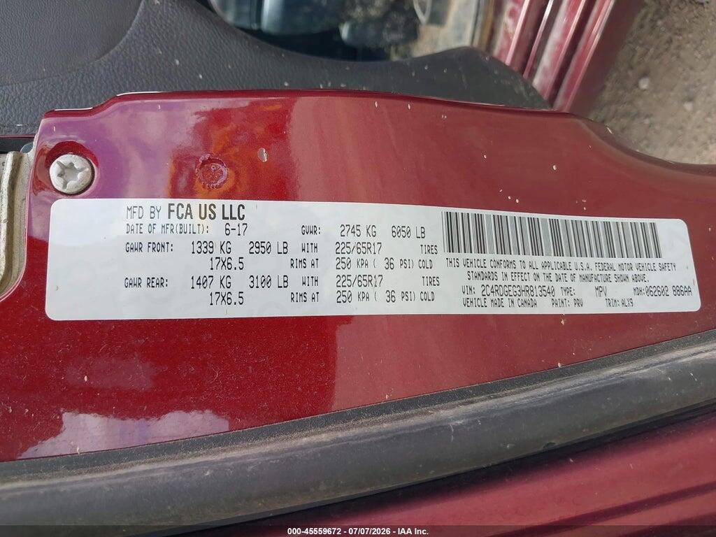 2C4RDGEG3HR813540 2017 DODGE GRAND CARAVAN photo no. 9