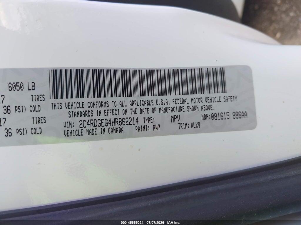2C4RDGEG4HR862214 2017 DODGE GRAND CARAVAN photo no. 9