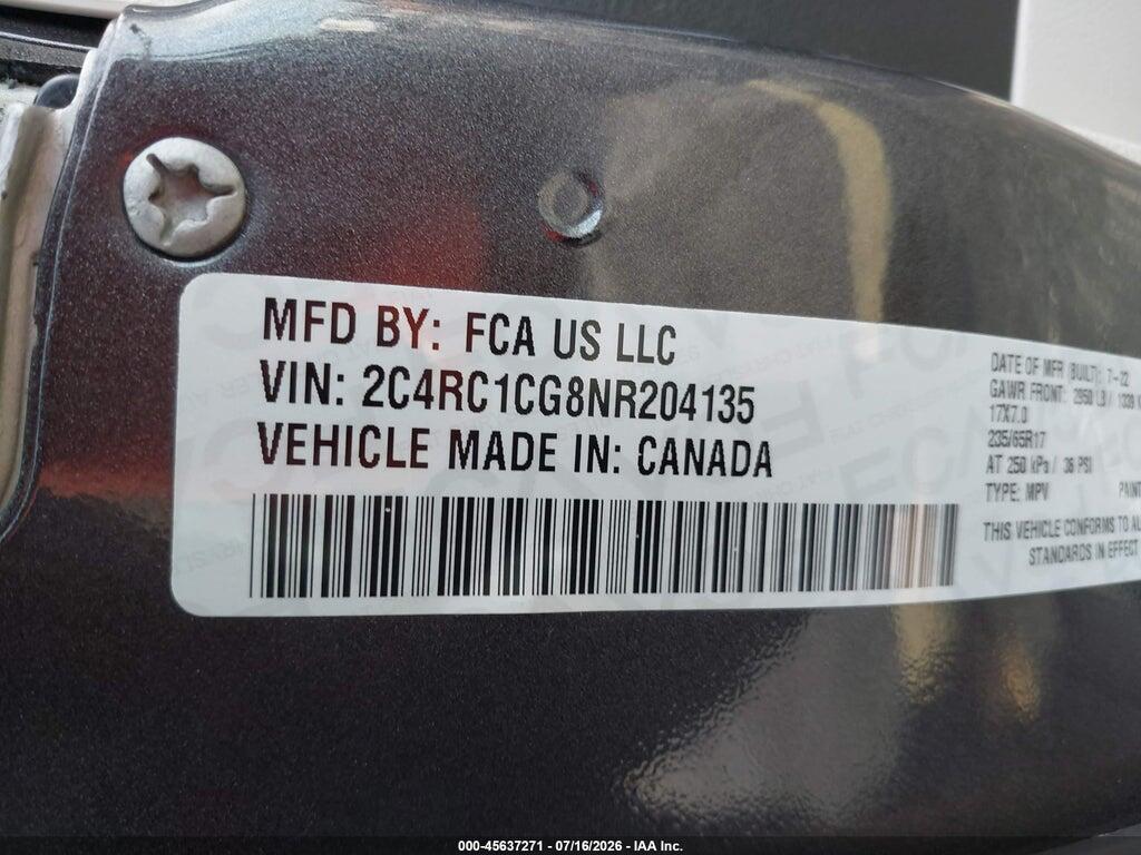 2C4RC1CG8NR204135 2022 CHRYSLER VOYAGER photo no. 9