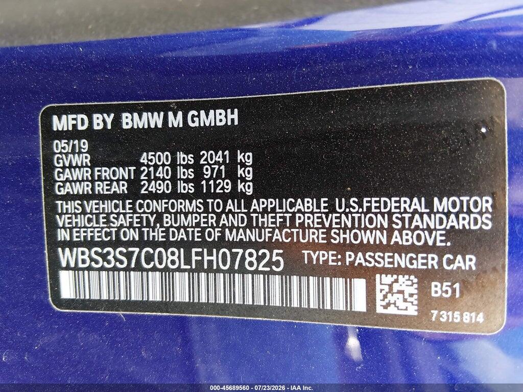 WBS3S7C08LFH07825 2020 BMW M4 photo no. 9