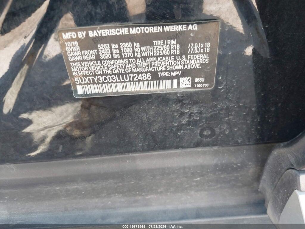 5UXTY3C03LLU72486 2020 BMW X3 photo no. 9