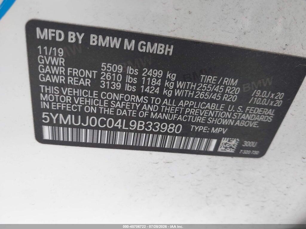 5YMUJ0C04L9B33980 2020 BMW X4 M photo no. 9