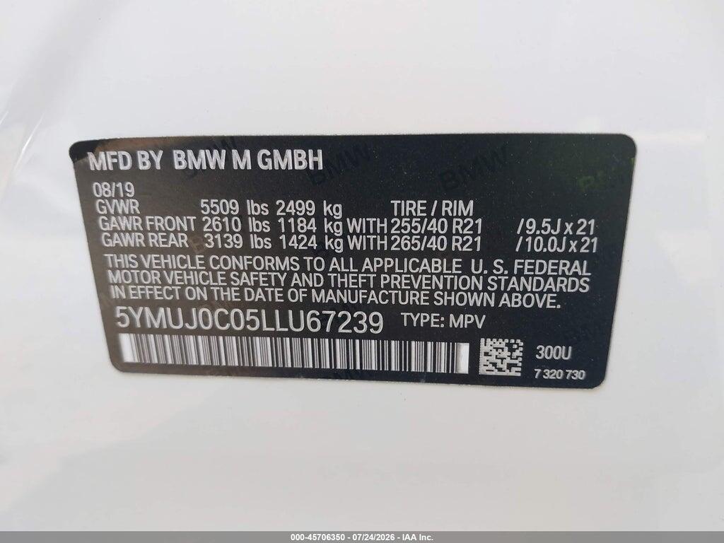 5YMUJ0C05LLU67239 2020 BMW X4 M photo no. 9