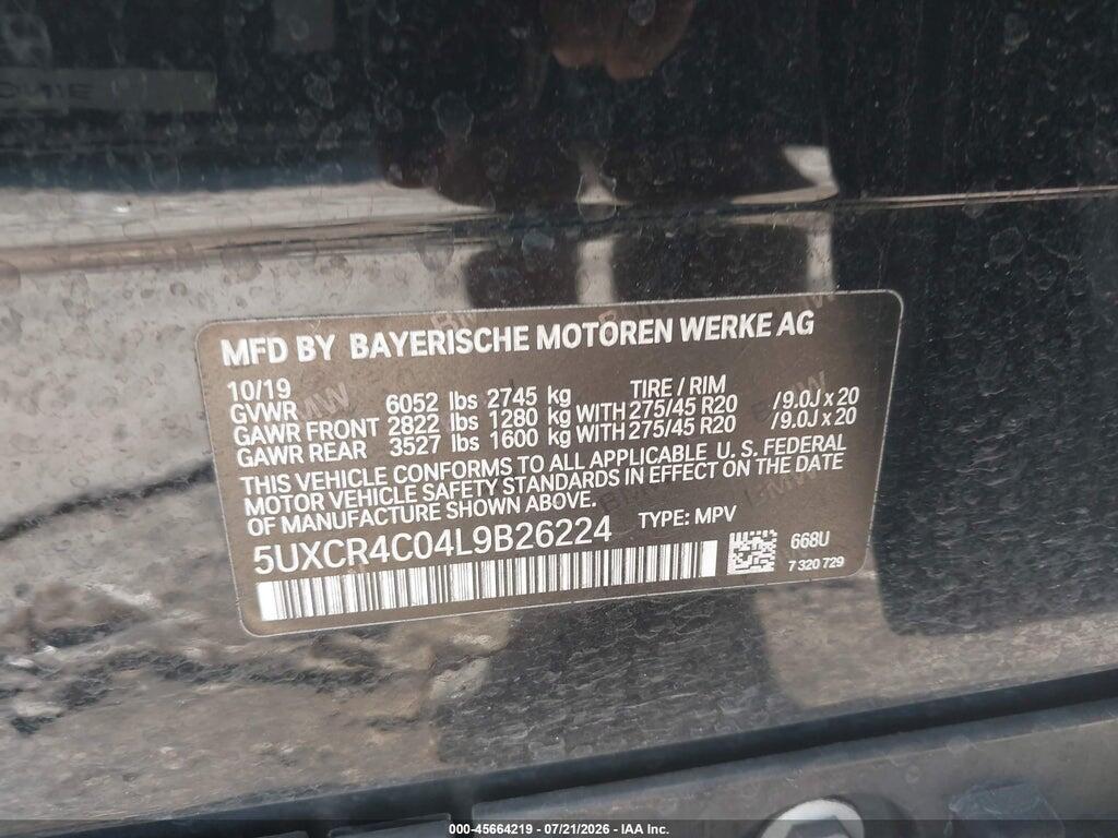 5UXCR4C04L9B26224 2020 BMW X5 photo no. 9