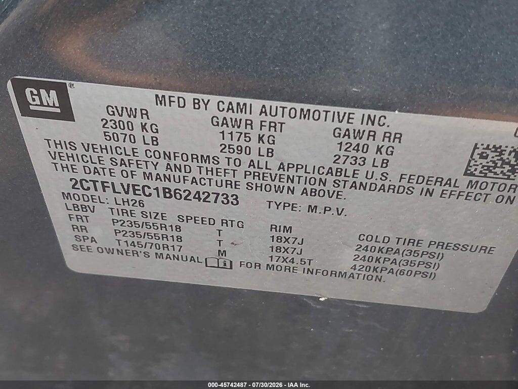 2CTFLVEC1B6242733 2011 GMC TERRAIN photo no. 9