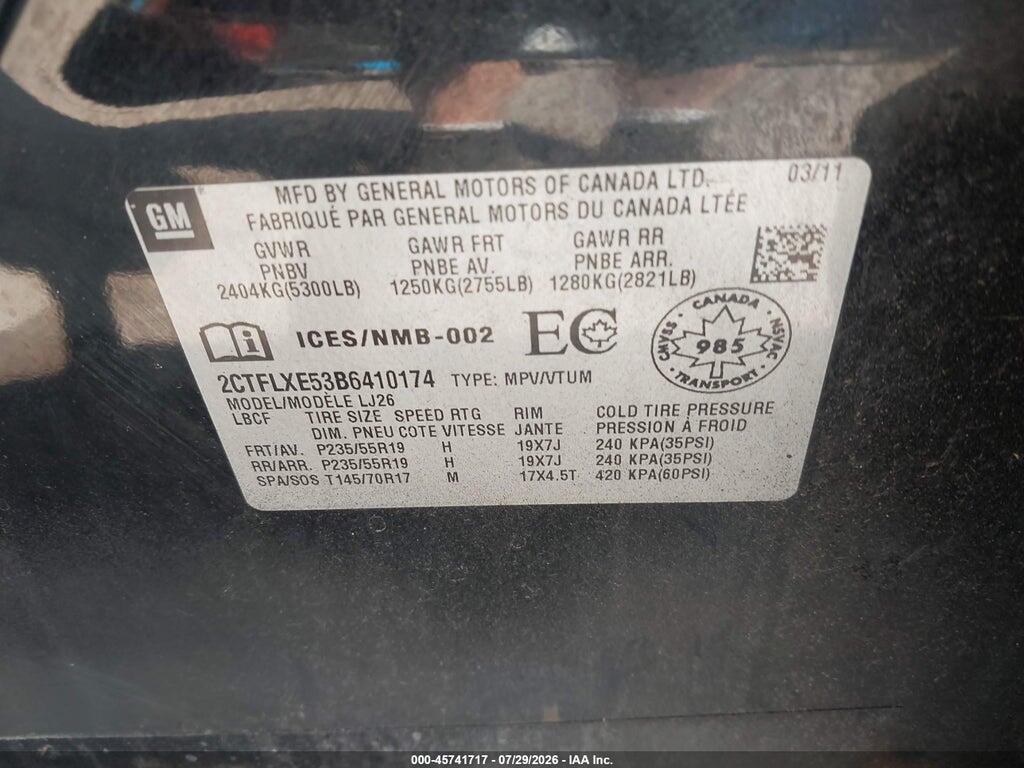 2CTFLXE53B6410174 2011 GMC TERRAIN photo no. 9