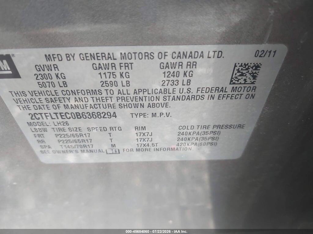 2CTFLTEC0B6368294 2011 GMC TERRAIN photo no. 9