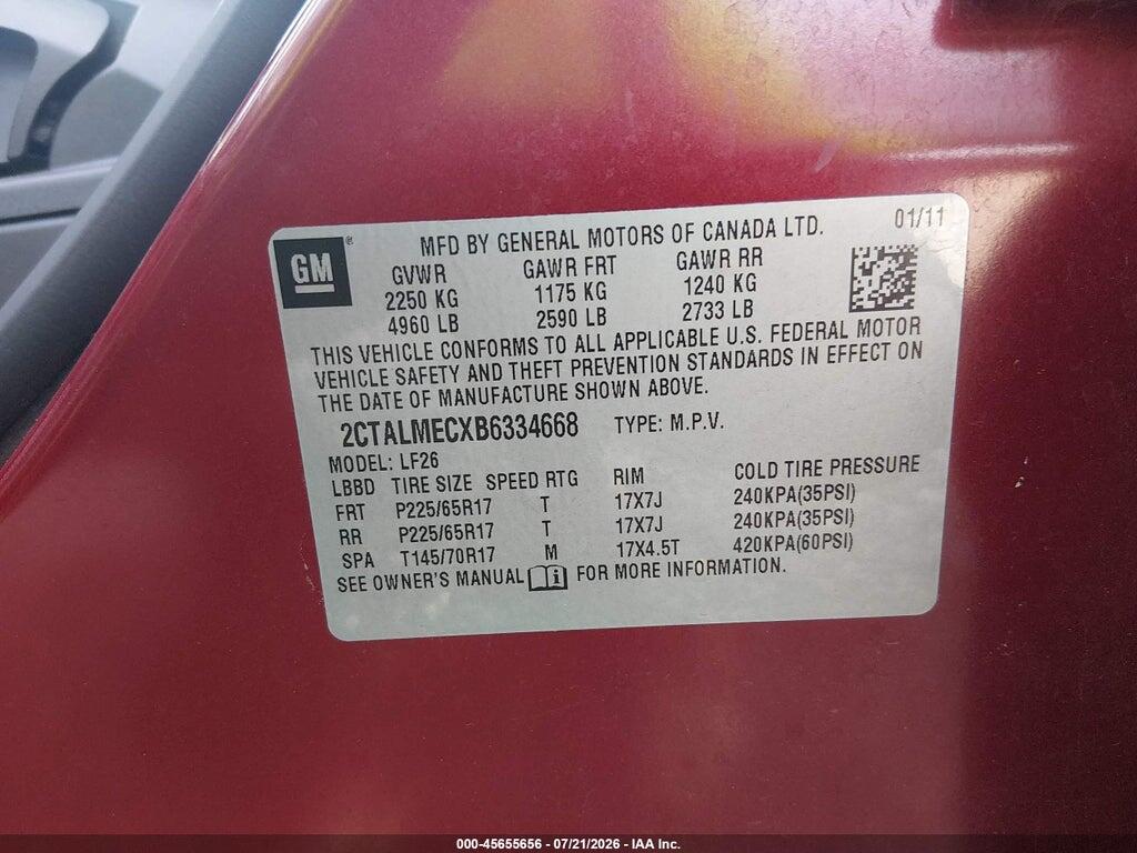 2CTALMECXB6334668 2011 GMC TERRAIN photo no. 9