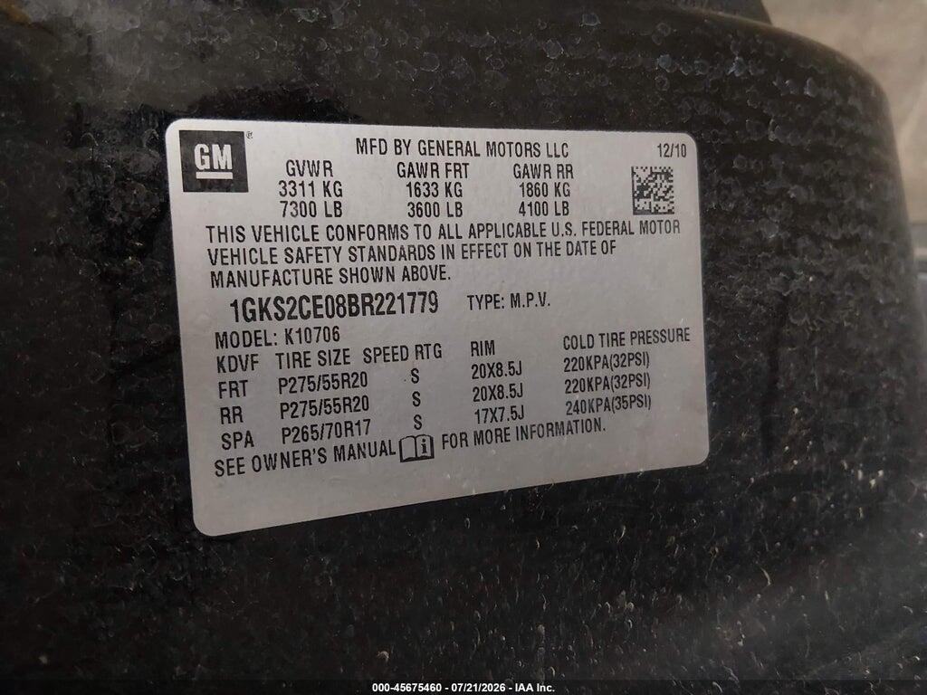 1GKS2CE08BR221779 2011 GMC YUKON photo no. 9