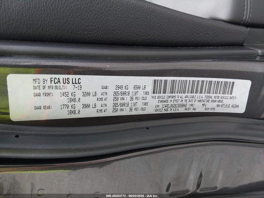 1C4RDJAG2KC839842 2019 DODGE DURANGO photo no. 9