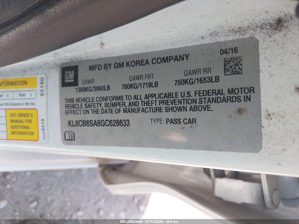 KL8CB6SA8GC628633 2016 CHEVROLET SPARK photo no. 9