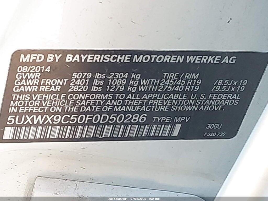 5UXWX9C50F0D50286 2015 BMW X3 photo no. 9