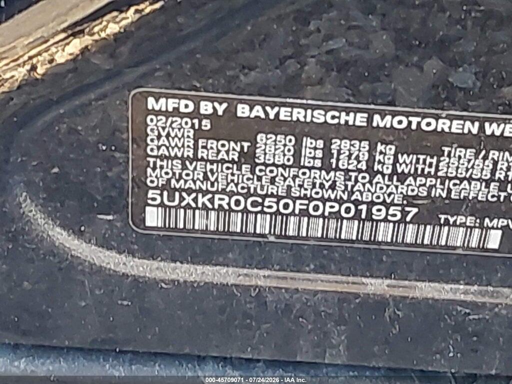 5UXKR0C50F0P01957 2015 BMW X5 photo no. 9