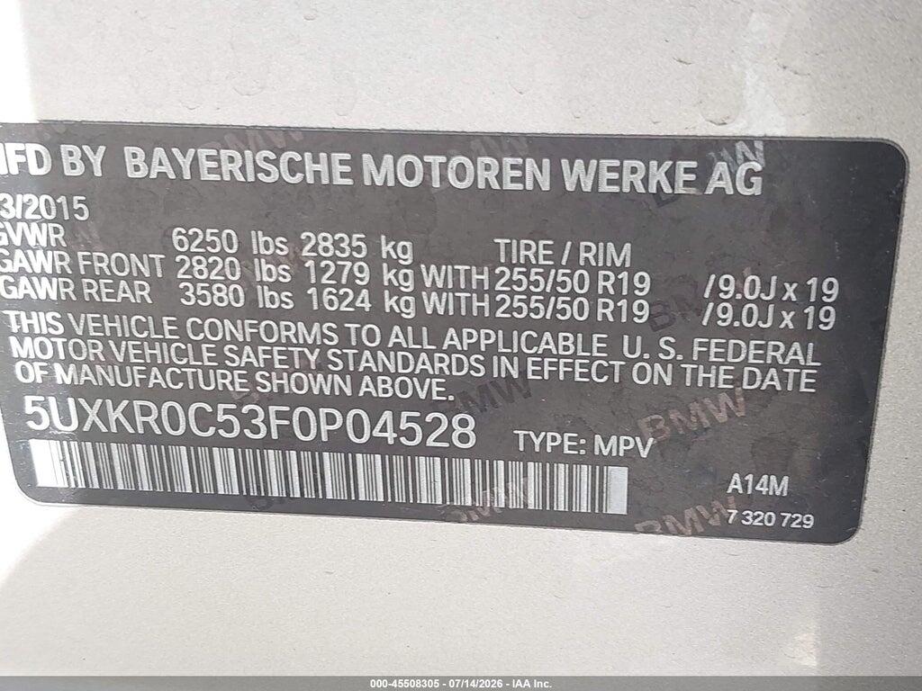 5UXKR0C53F0P04528 2015 BMW X5 photo no. 9