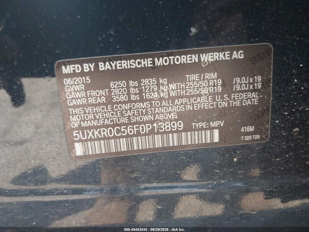 5UXKR0C56F0P13899 2015 BMW X5 photo no. 9