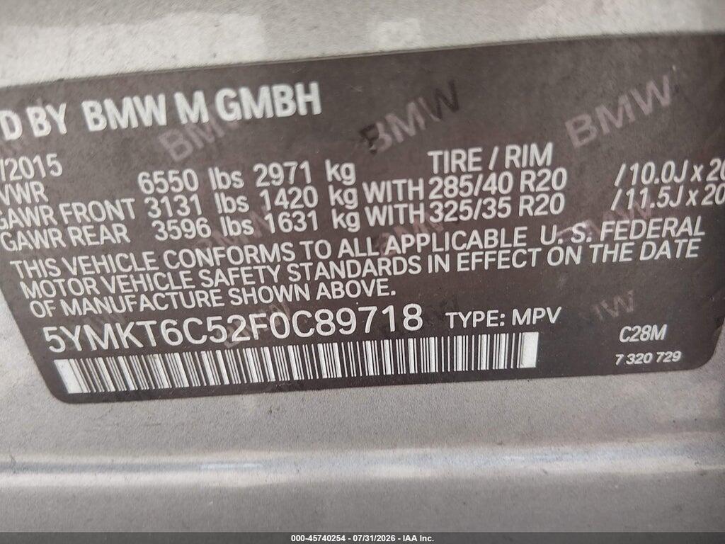 5YMKT6C52F0C89718 2015 BMW X5 M photo no. 9