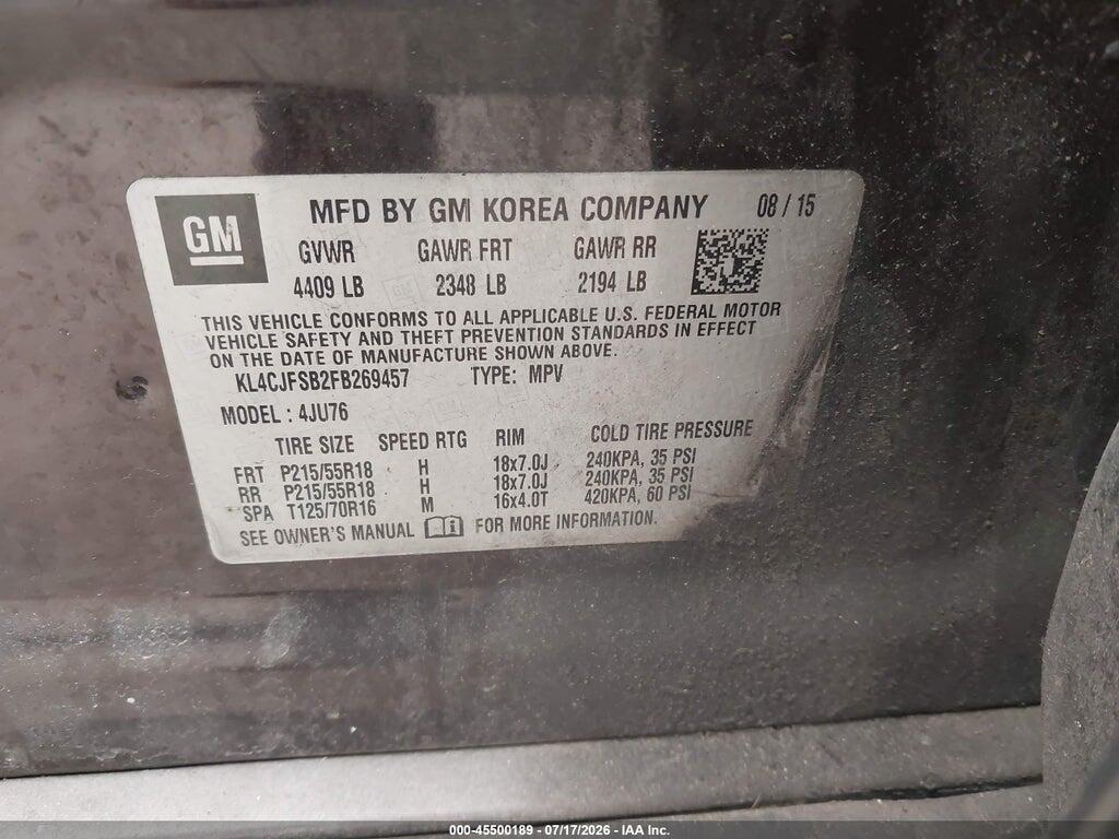 KL4CJFSB2FB269457 2015 BUICK ENCORE photo no. 9