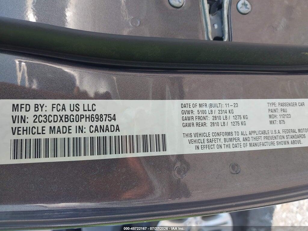 2C3CDXBG0PH698754 2023 DODGE CHARGER photo no. 9