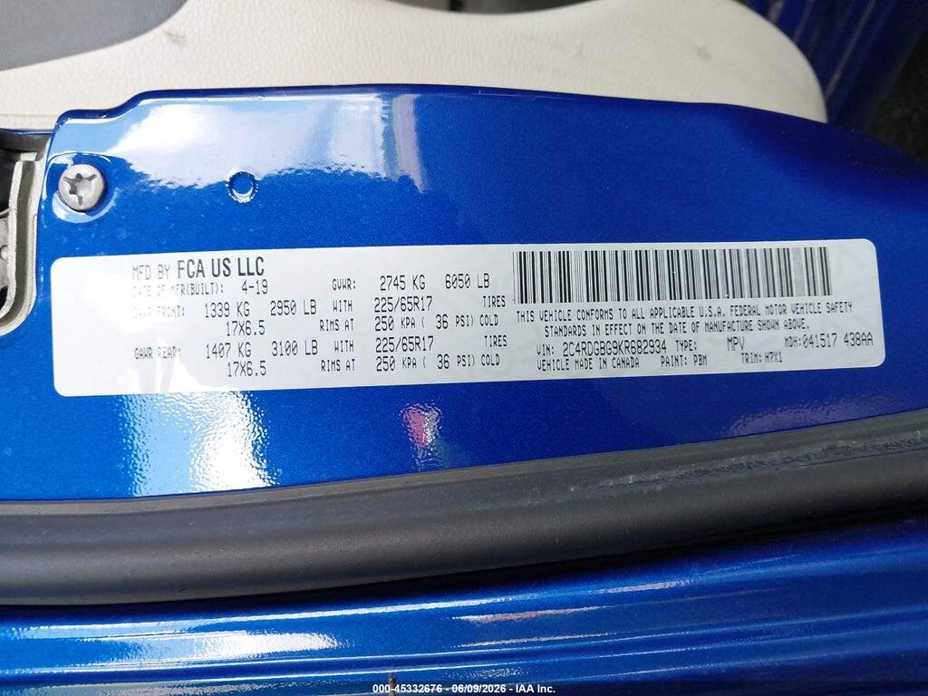 2C4RDGBG9KR682934 2019 DODGE GRAND CARAVAN photo no. 9