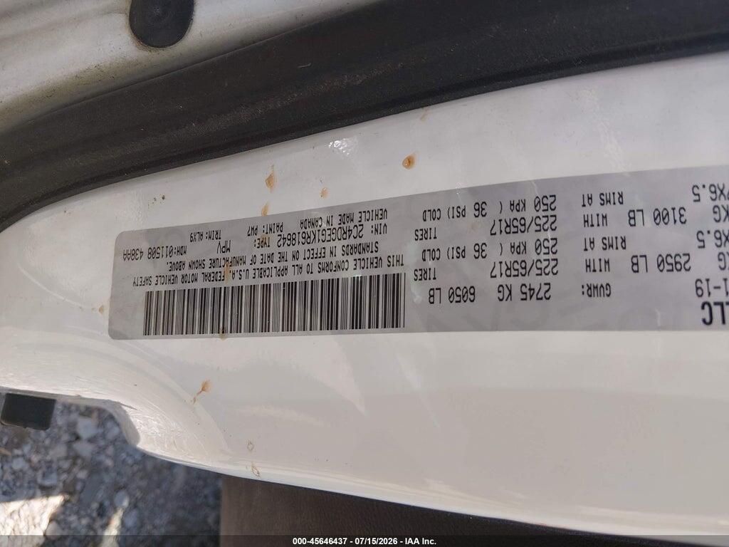 2C4RDGEG1KR618642 2019 DODGE GRAND CARAVAN photo no. 9