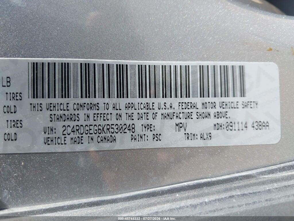 2C4RDGEG6KR530248 2019 DODGE GRAND CARAVAN photo no. 9