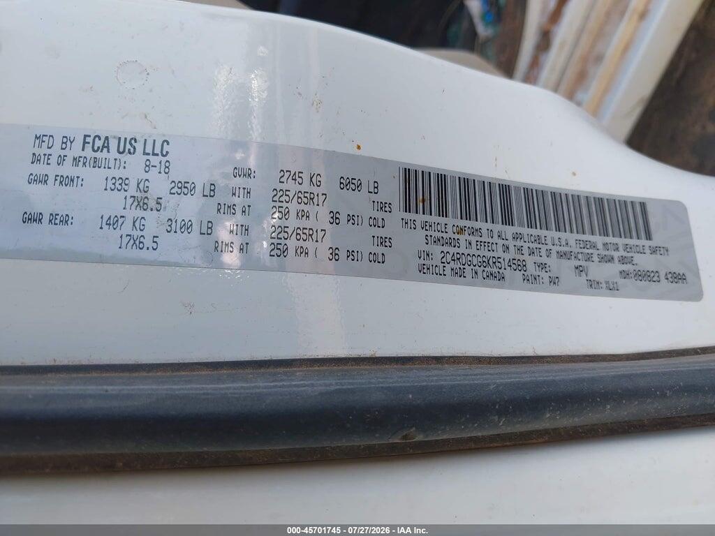 2C4RDGCG6KR514568 2019 DODGE GRAND CARAVAN photo no. 9