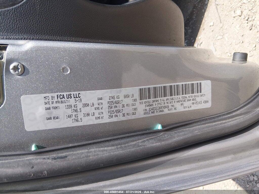 2C4RDGEG3KR709430 2019 DODGE GRAND CARAVAN photo no. 9