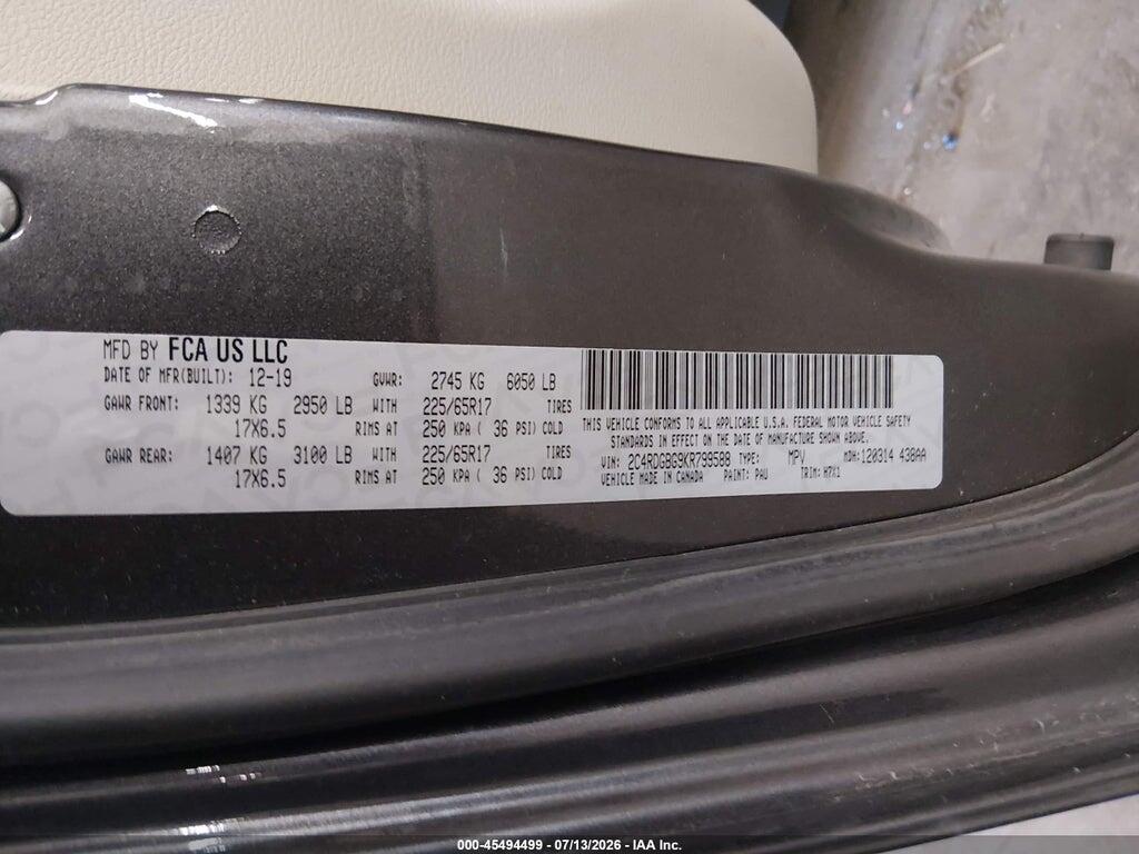 2C4RDGBG9KR799588 2019 DODGE GRAND CARAVAN photo no. 9
