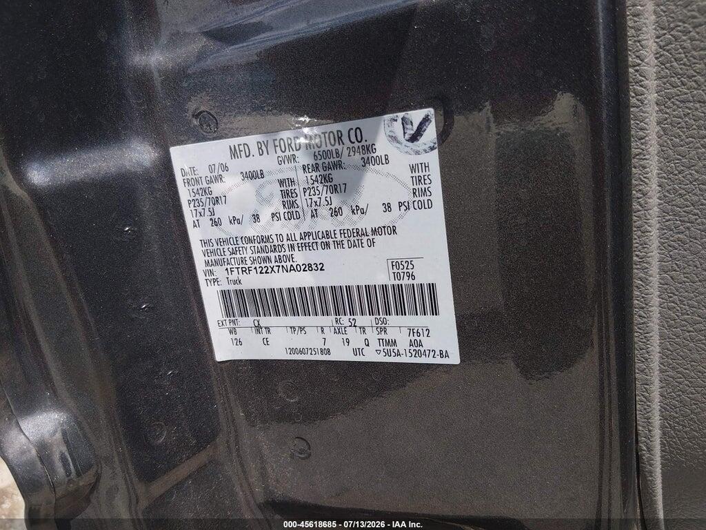 1FTRF122X7NA02832 2007 FORD F-150 photo no. 9