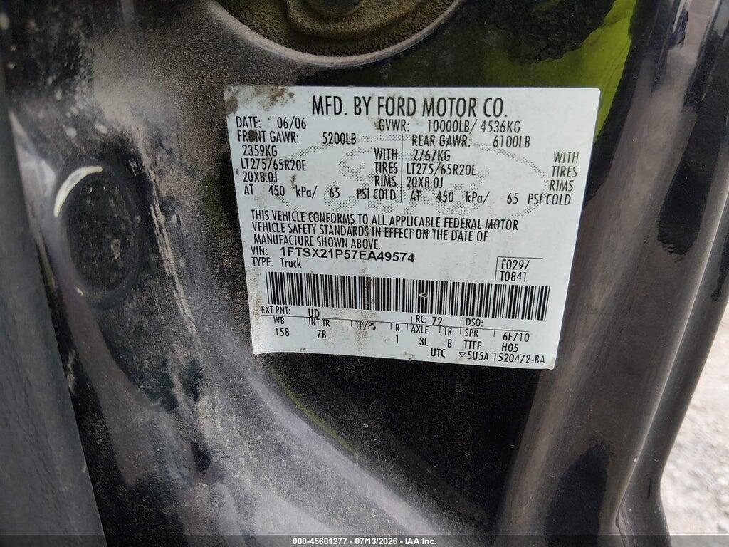 1FTSX21P57EA49574 2007 FORD F-250 photo no. 9