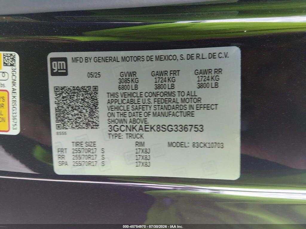 3GCNKAEK8SG336753 2025 CHEVROLET SILVERADO 1500 photo no. 9