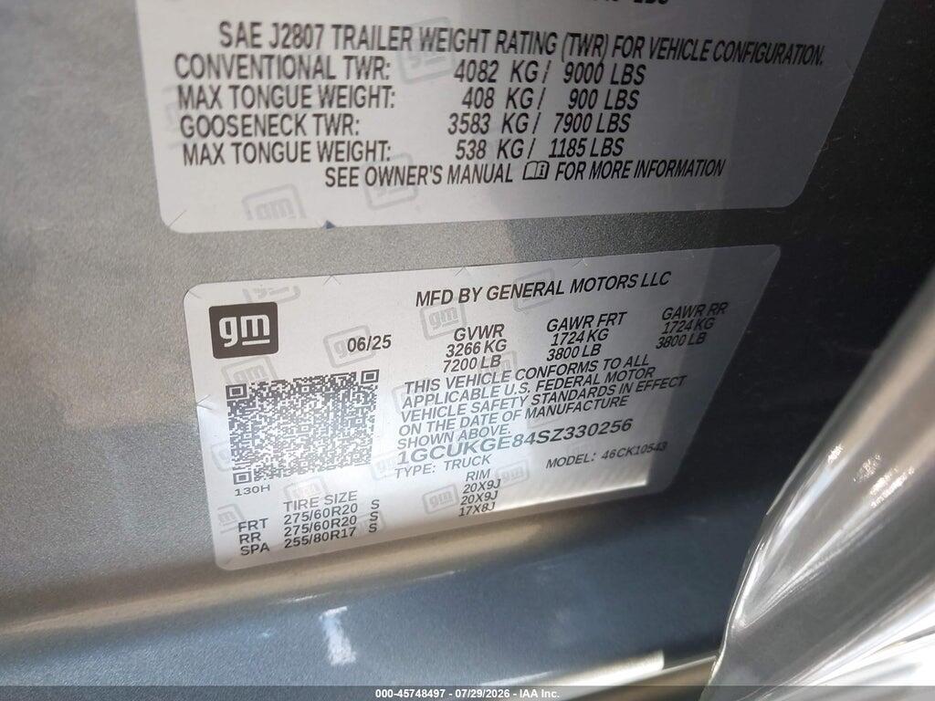 1GCUKGE84SZ330256 2025 CHEVROLET SILVERADO 1500 photo no. 9