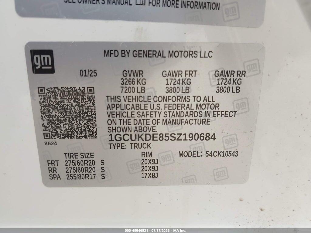 1GCUKDE85SZ190684 2025 CHEVROLET SILVERADO 1500 photo no. 9