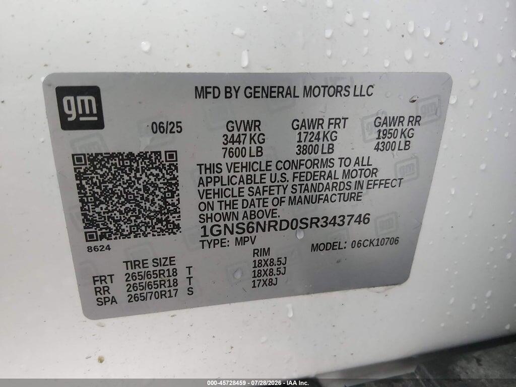 1GNS6NRD0SR343746 2025 CHEVROLET TAHOE photo no. 9