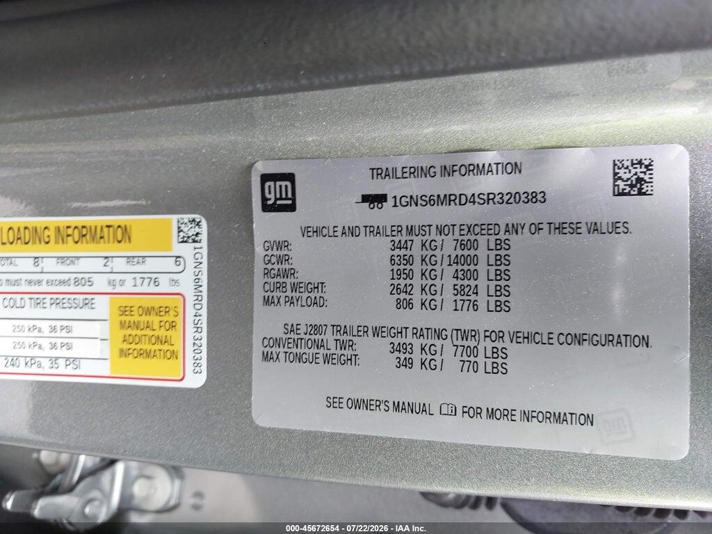 1GNS6MRD4SR320383 2025 CHEVROLET TAHOE photo no. 9
