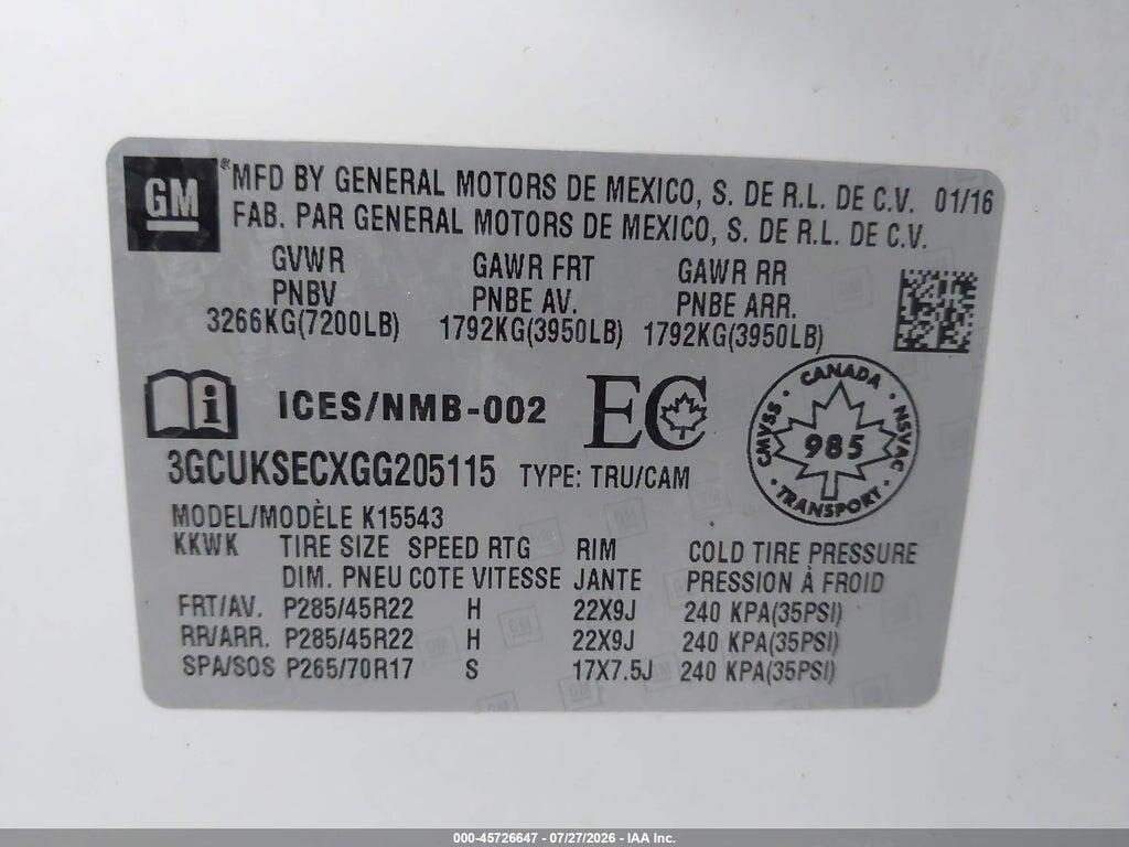 3GCUKSECXGG205115 2016 CHEVROLET SILVERADO 1500 photo no. 9