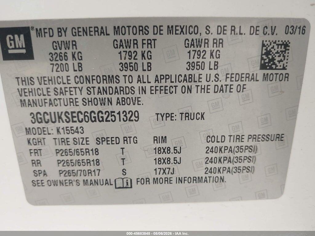 3GCUKSEC6GG251329 2016 CHEVROLET SILVERADO 1500 photo no. 9
