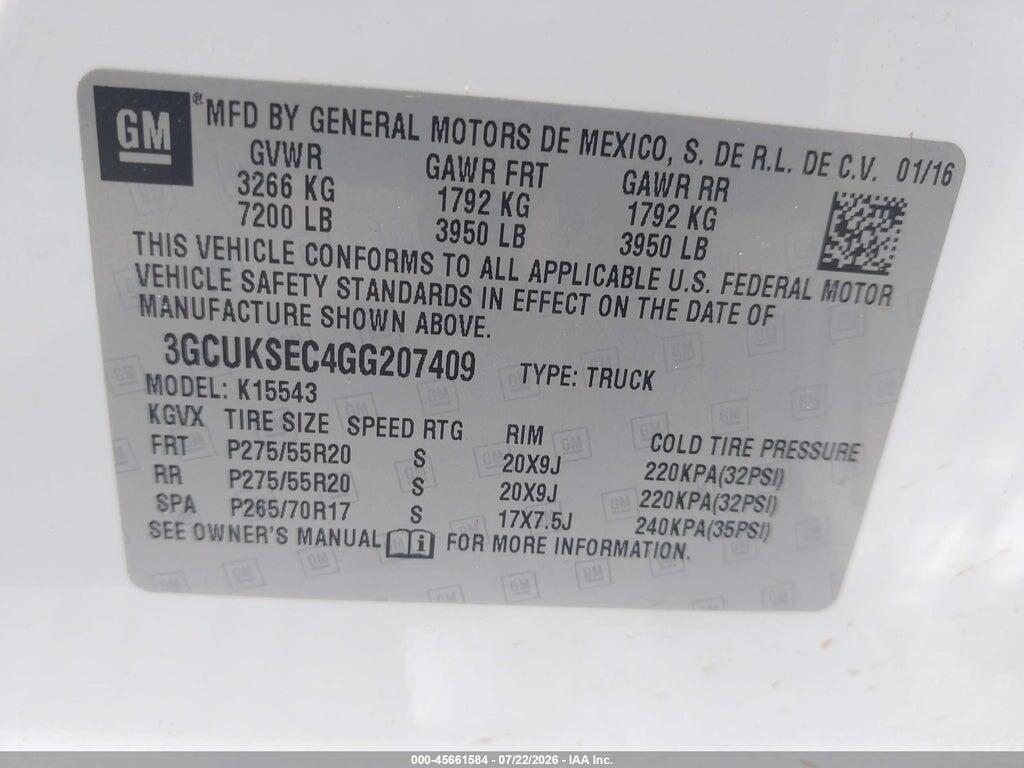 3GCUKSEC4GG207409 2016 CHEVROLET SILVERADO 1500 photo no. 9