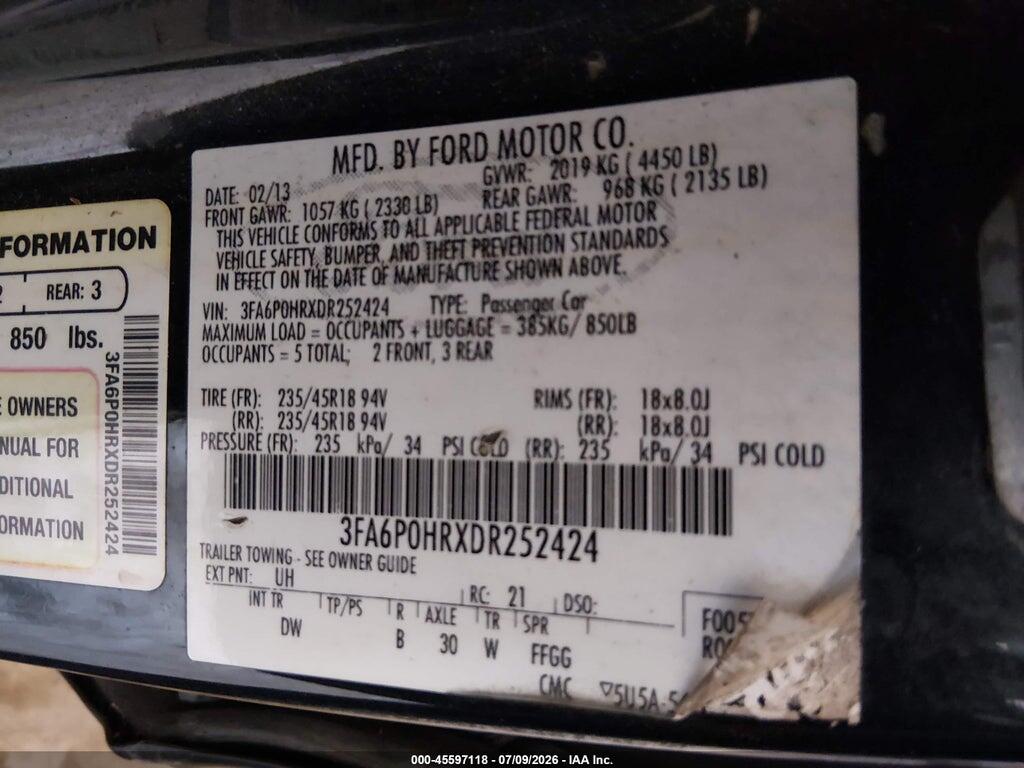 3FA6P0HRXDR252424 2013 FORD FUSION photo no. 9