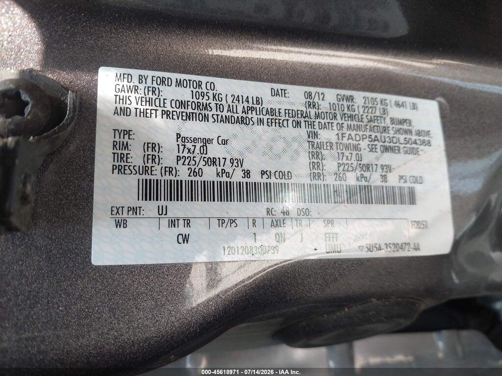 1FADP5AU3DL504368 2013 FORD C-MAX HYBRID photo no. 9