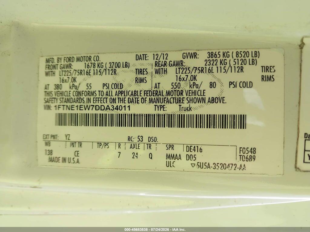 1FTNE1EW7DDA34011 2013 FORD E-150 photo no. 9