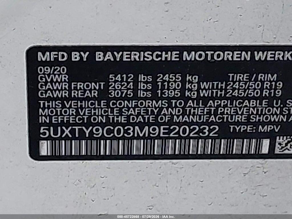 5UXTY9C03M9E20232 2021 BMW X3 photo no. 9