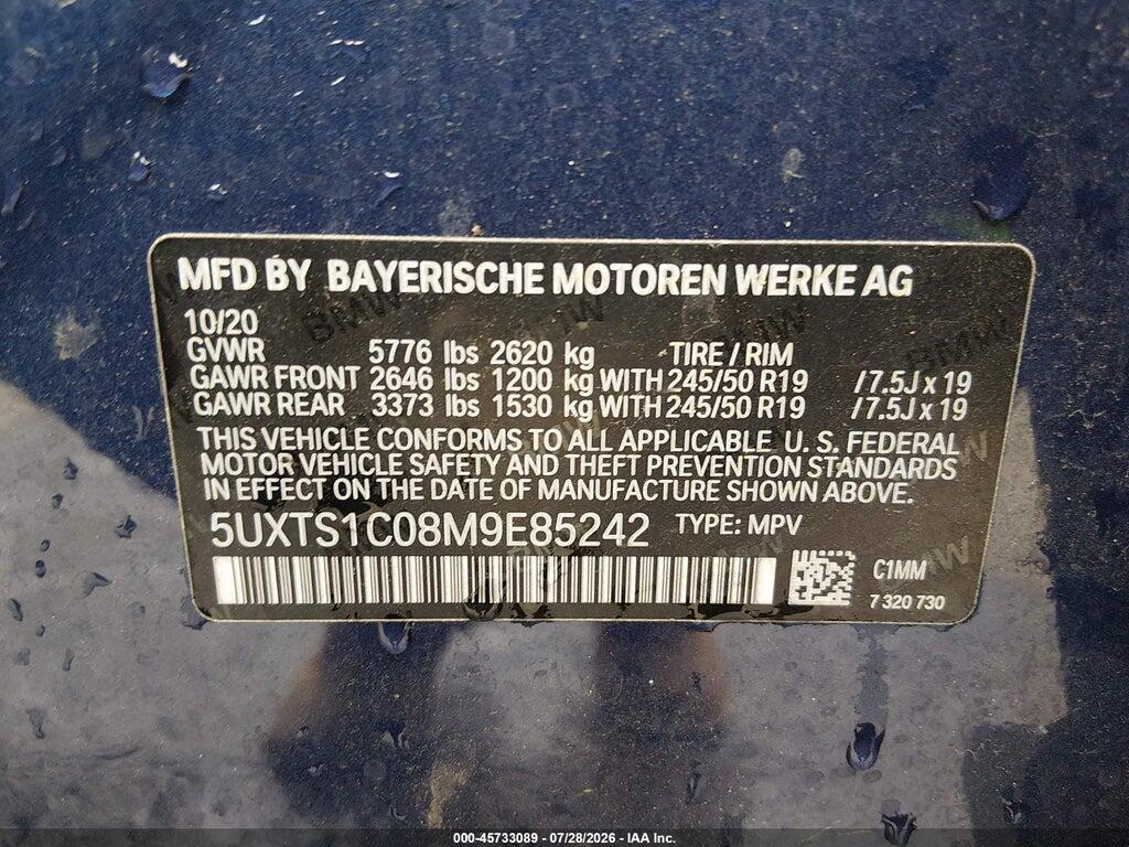 5UXTS1C08M9E85242 2021 BMW X3 PHEV photo no. 9